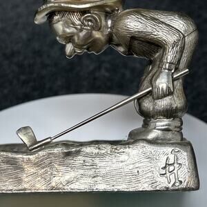 Vintage Golf Sand Trap Figurine Ashtray Trinket Tray Golfer Catchall Collectible